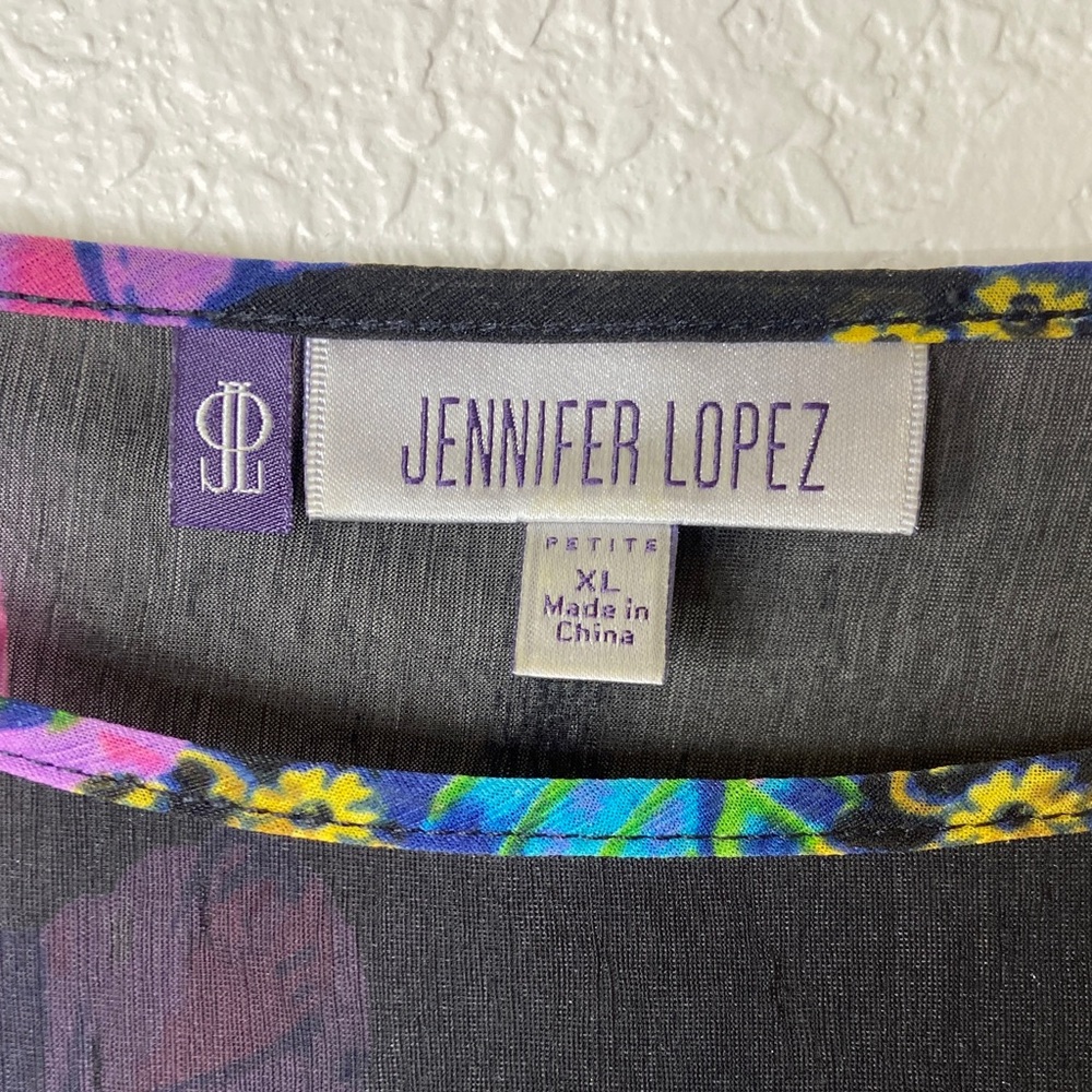 Jennifer Lopez Black Multicolor Floral Blouse - Picture 2 of 6
